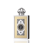 Detaliu flacon Lattafa Le Chameau King of Arabia apa de parfum, evidențiind capacul regal în formă de coroană cu pietre negre.