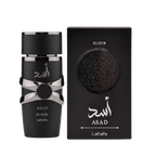 Ambalaj cutie Lattafa Asad Elixir Apă de Parfum - cutia oficială a parfumului arabesc pentru bărbați pe Parfumer