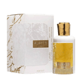 Detaliu flacon premium Lattafa Ajayeb Dubai 100 ml, reliefând finisajele grafice sofisticate și calitatea sticlei.