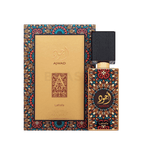 Lattafa Ajwad apa de parfum 60 ml, flacon frontal metalic ornamentat cu model tradițional geometric, parfum original.