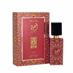 Ambalajul original tip casetă de lux al parfumului arabesc Lattafa Ajwad Pink to Pink 60 ml cu design artistic modern.