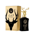 Lattafa Al Noble Ameer apa de parfum 100 ml, flacon frontal ce evidențiază sticla originală îmbrăcată în catifea neagră.