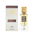 Lattafa Ana Abiyedh Leather apa de parfum unisex, flacon frontal de 60 ml cu design minimalist și rafinat.
