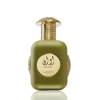 Lattafa Awaan apa de parfum, detaliu macro cu texturile aurii ale marginilor flaconului si capacul maiestuos.