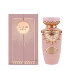 Lattafa Haya apa de parfum pentru damă, flacon frontal roz elegant de 100 ml cu design feminin.