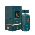 Lattafa Hayaati Beau apa de parfum, flacon frontal elegant prezentat pe un fundal premium minimalist de studio.