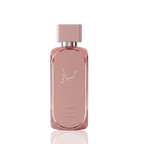 Detaliu pe sticla de parfum original Lattafa Hayaati Florence, evidențiind finisajele de lux și capacul argintiu.