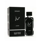 Lattafa Hayaati apa de parfum, flacon frontal elegant prezentat pe un fundal minimalist și premium de studio.