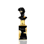 Detaliu flacon Lattafa His Confession apa de parfum, evidențiind finisajele premium ale bustului sculptural masculin.