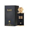 Lattafa Mashrabya apa de parfum unisex, flacon frontal de 100 ml cu elemente arhitecturale tradiționale.
