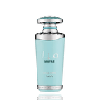 Detaliu flacon Lattafa Mayar Natural Intense apa de parfum, evidențiind capacul sculptural argintiu și finisajul verde-mint.