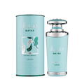 Lattafa Mayar Natural Intense apa de parfum, flacon frontal turcoaz cu accente argintii și capac sculptural tip potir.