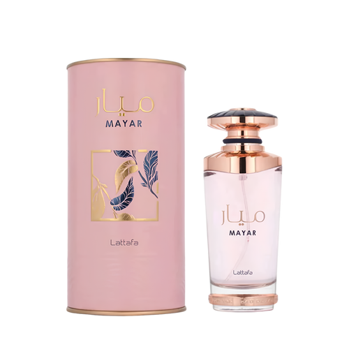 Lattafa Mayar apa de parfum pentru damă, flacon frontal de 100 ml cu design feminin și modern.