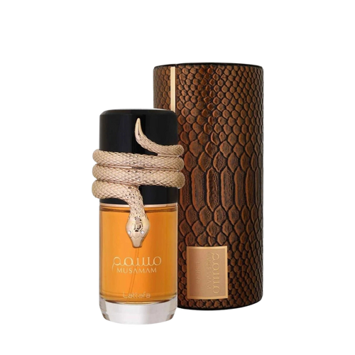 Lattafa Musamam apa de parfum unisex, flacon frontal de 100 ml cu design oriental premium.
