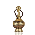 Detaliu flacon Lattafa Perfumes Pride Dream of Haze apa de parfum, evidențiind gravurile aurii filigranate și șnurul textil.
