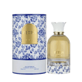 Lattafa Petra apa de parfum, flacon frontal sofisticat cu linii elegante și detalii decorative rafinate.