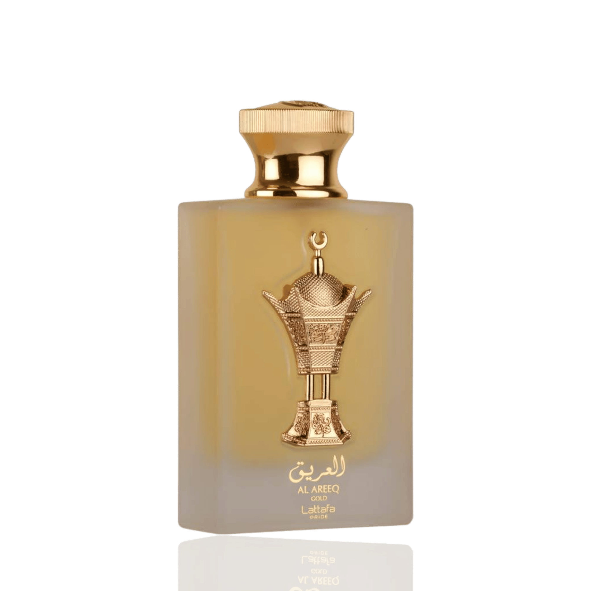 Lattafa Pride Al Areeq Gold apa de parfum 100 ml, flacon frontal ce reflectă opulența colecției originale de parfum arabesc.