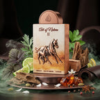 Lattafa Pride Art of Nature II parfum original prezentat alături de pelin verde, cedru uscat și bucăți de pielărie.