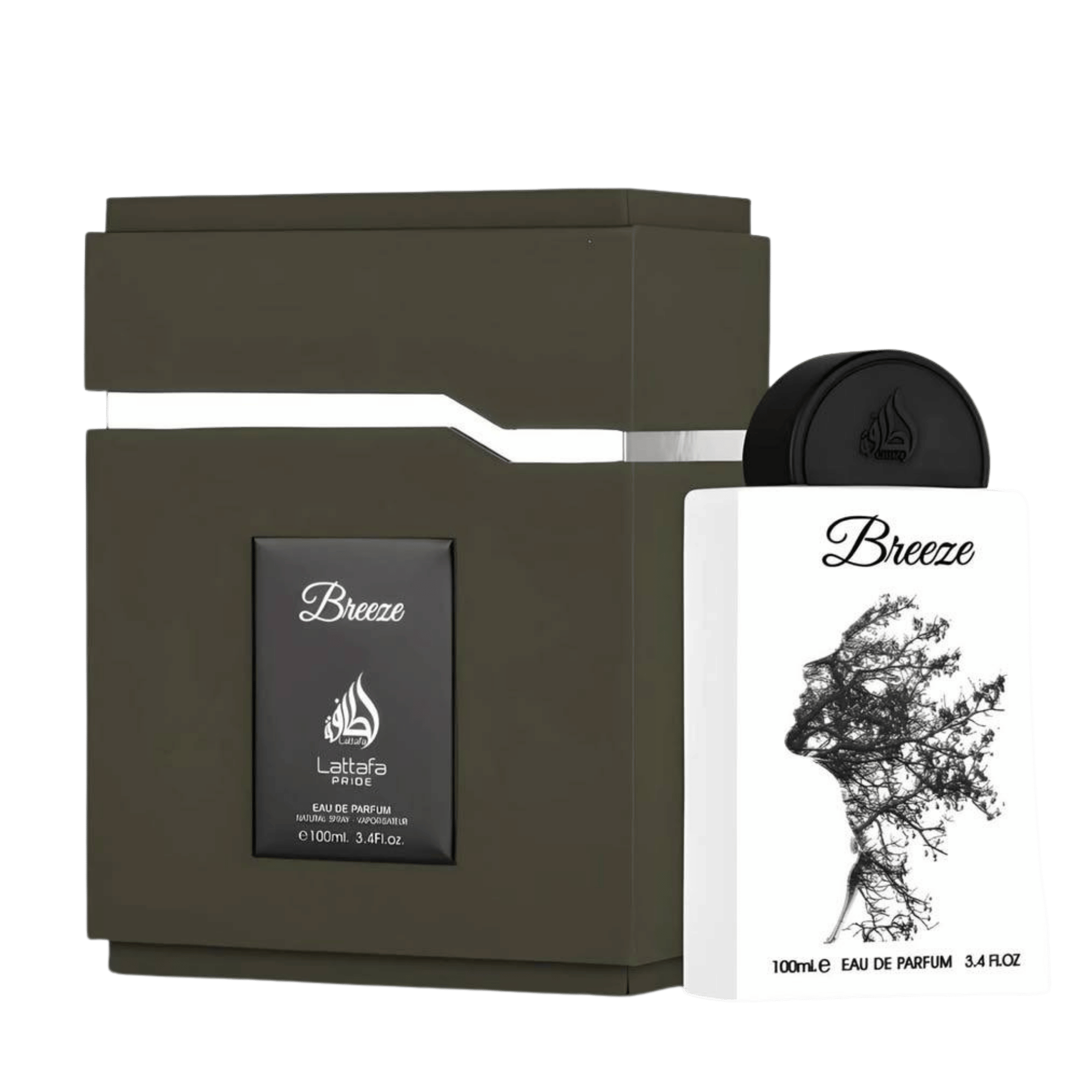 Lattafa Pride Breeze apa de parfum 100 ml, flacon frontal elegant, design premium de parfum arabesc original.