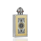 Detaliu flacon Lattafa Pride King of Arabia apa de parfum, evidențiind capacul sculptural și finisajele de lux.