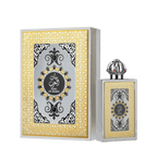Lattafa Pride King of Arabia apa de parfum, flacon frontal majestuos cu detalii regale și opulente.
