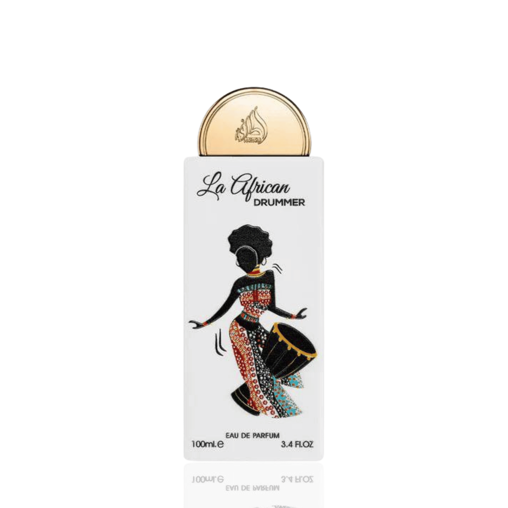Detaliu flacon premium Lattafa Pride La African Drummer 100 ml, reliefând finisajele unice și calitatea texturilor sticlei.