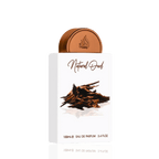 Detaliu flacon premium Lattafa Pride Natural Oud 100 ml, scoțând în evidență capacul sculptural și finisajele unice.
