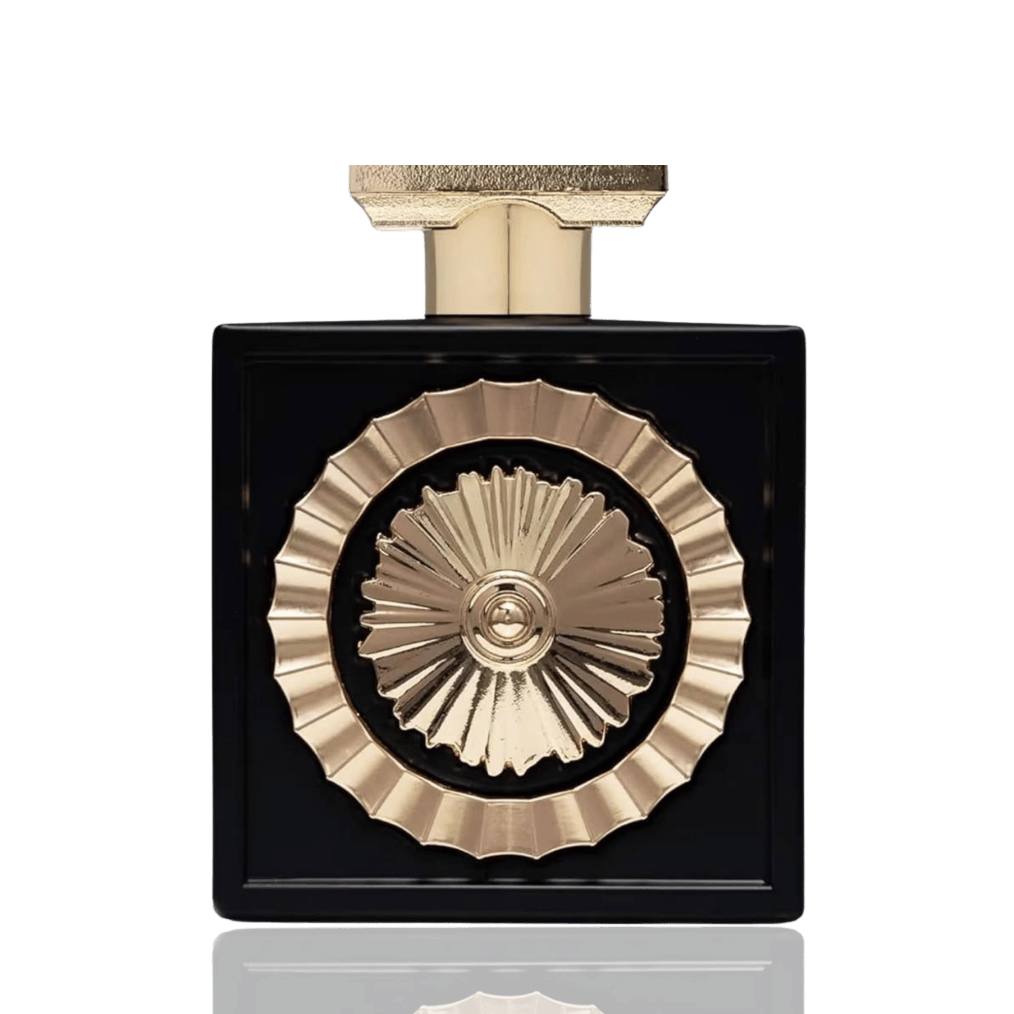 Detaliu flacon premium Lattafa Pride Nebras 100 ml, evidențiind finisajele de colecție și capacul sculptural metalic.