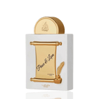 Detaliu flacon premium Lattafa Pride Peace & Love 100 ml, reliefând formele sticlei artistice și finisajele de colecție.