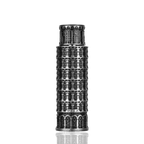 Detaliu flacon premium Lattafa Pride Pisa 100 ml, prezentând sticla finisată artistic și elementele sculpturale.