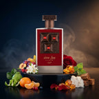 Lattafa Pride Royal Sapphire apa de parfum original prezentat alături de mandarină, bergamotă, trandafir și patchouli.