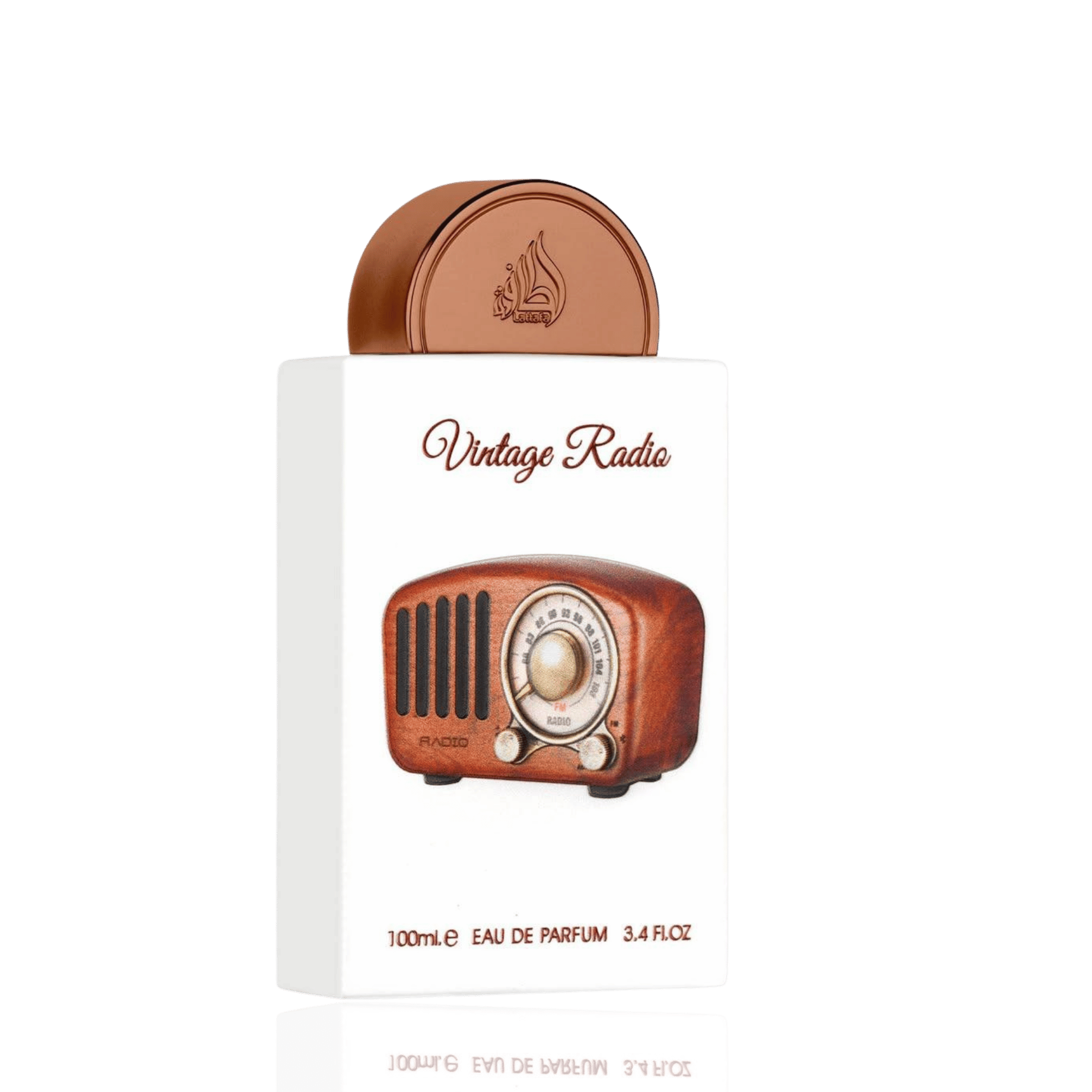 Detaliu flacon premium Lattafa Pride Vintage Radio 100 ml, prezentând finisajele unice și calitatea sticlei de nișă.