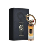 Lattafa Sehr Al Lattafa apa de parfum unisex, flacon frontal de 100 ml cu dop sculptural tematic.