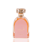 Detaliu flacon Lattafa Shahd apa de parfum, evidențiind finisajele fine, pulverizatorul și capacul nobil.