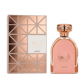 Lattafa Shahd apa de parfum, flacon frontal feminin de lux cu detalii elegante de design.