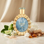 Lattafa Victoria apa de parfum original prezentat alături de bergamotă, flori albe, iasomie și mosc.