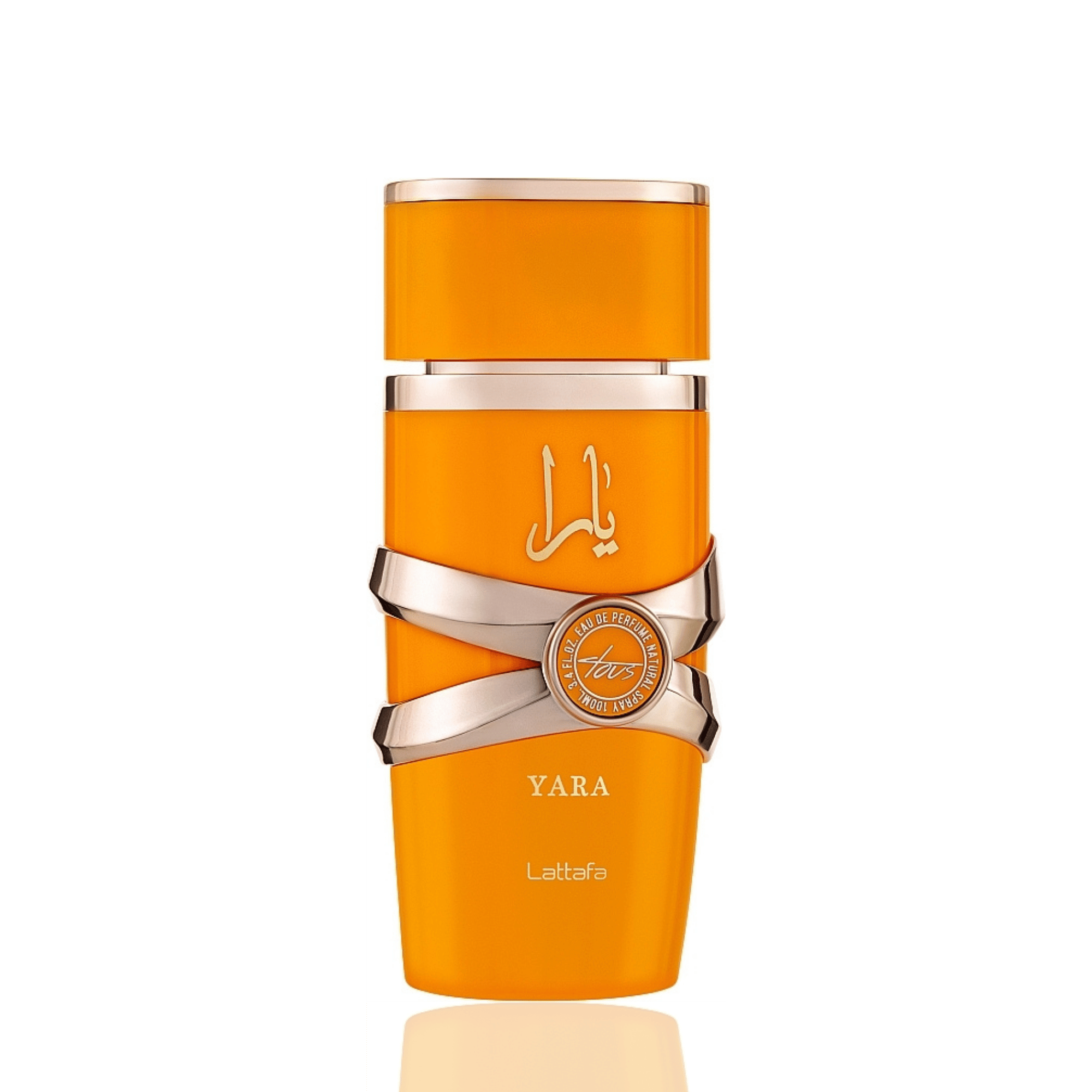 Lattafa Yara Tous parfum original pus în valoare de felii de mango copt, nucă de cocos deschisă și flori de iasomie.