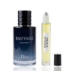 M 100 Wild inspirat de Christian Dior Sauvage ulei de parfum masculin 10 ml flacon frontal.