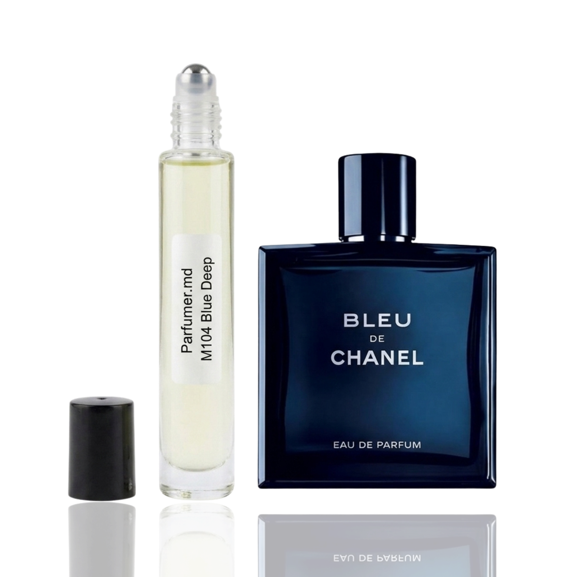 M104 Blue Deep inspirat de Chanel Bleu de Chanel ulei de parfum masculin 10 ml flacon frontal.