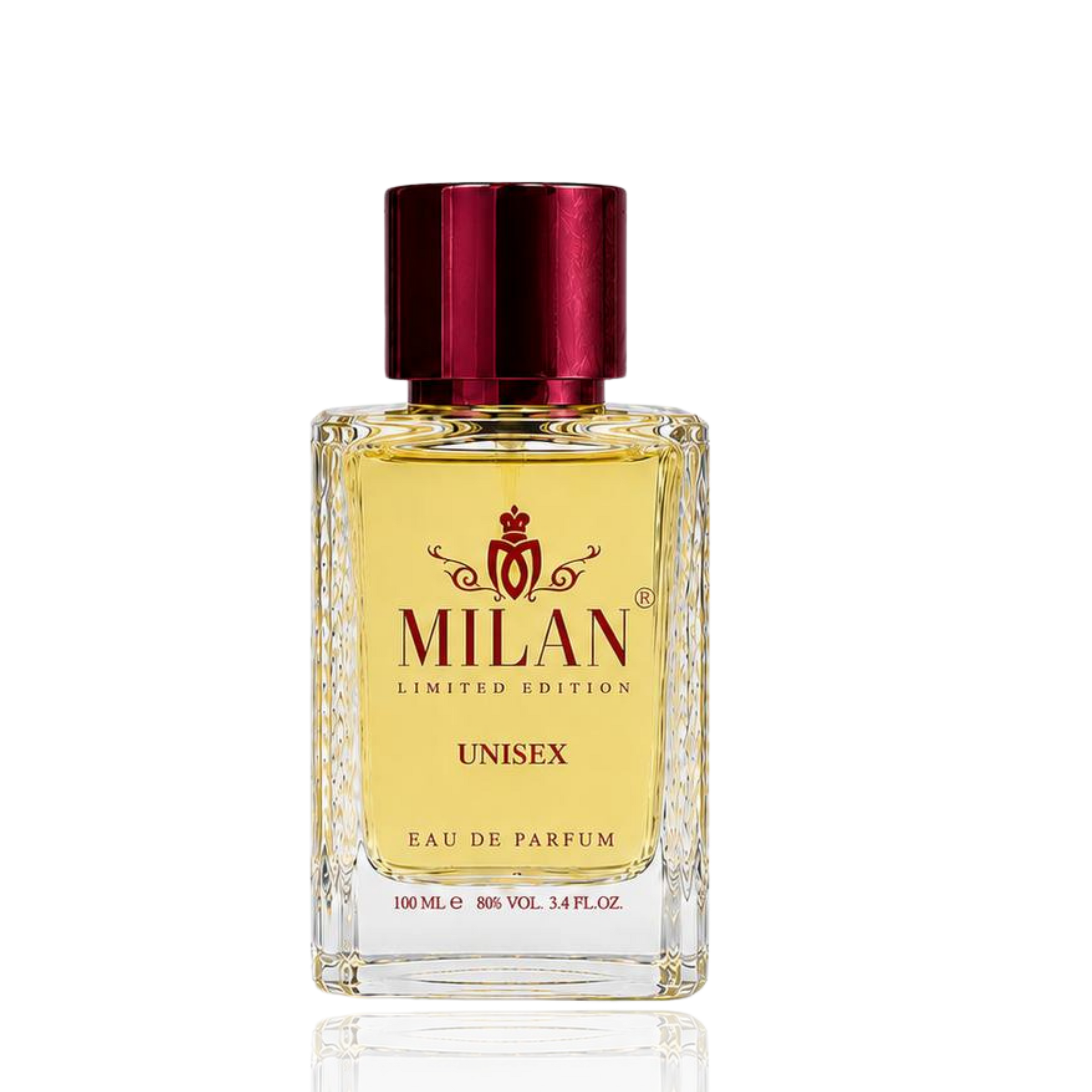 Detaliu flacon Milan Afghano Scent Limited Edition apa de parfum, evidențiind eticheta aurie și capacul metalic texturat.