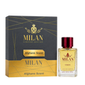 Milan Afghano Scent Limited Edition apa de parfum unisex 100 ml flacon frontal cu lichid galben-chihlimbar și capac bordo.