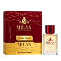 Milan By the Flame Limited Edition apa de parfum unisex, flacon frontal de 100 ml cu lichid transparent și capac roșu-bordo.