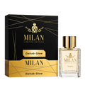 Milan Dahab Glow Limited Edition apa de parfum feminin, flacon frontal de 100 ml cu design elegant și detalii aurii.