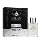 Milan Essence 13 Limited Edition apa de parfum masculin, flacon frontal de 100 ml cu design minimalist și capac argintiu.