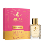 Milan Eternal Paradox Limited Edition apa de parfum unisex, flacon frontal de 100 ml cu design elegant și detalii aurii.