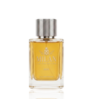 Detaliu flacon Milan Jazz Affair Limited Edition apa de parfum, evidențiind textura sticlei și capacul argintiu cu dungi.