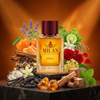 Milan Musk Breaker Limited Edition apa de parfum prezentat alături de lavandă, scorțișoară, cuișoare, mosc și vanilie.