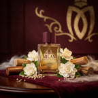 Milan Musk Desire Limited Edition apa de parfum prezentat alături de piper alb, flori de gardenie, lemn de sandal și mosc.