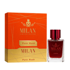 Milan Pure Rush Limited Edition apa de parfum unisex 100 ml flacon frontal cu sticlă roșie și capac bordo.
