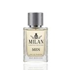 Detaliu flacon Milan Wildman Limited Edition apa de parfum, evidențiind textura sticlei și capacul cu dungi verticale.